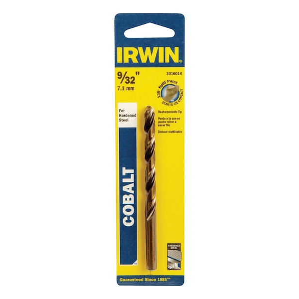 Irwin Irwin 9/32 in. X 4-1/4 in. L Cobalt Alloy Steel Drill Bit Straight Shank 1 pc - 3016018