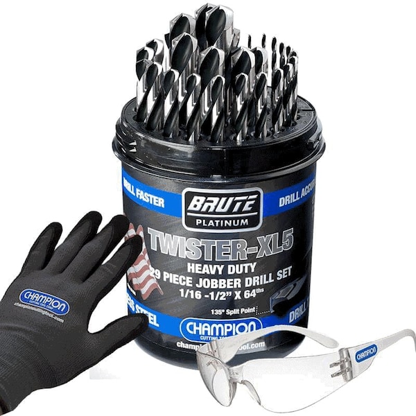 Champion Cutting Tool Brute XL5 Promo Pack, Includes 29 Piece XL5 Twister Drill Set TWISTER-XL5 - CHA TWISTER-XL5-PROMO