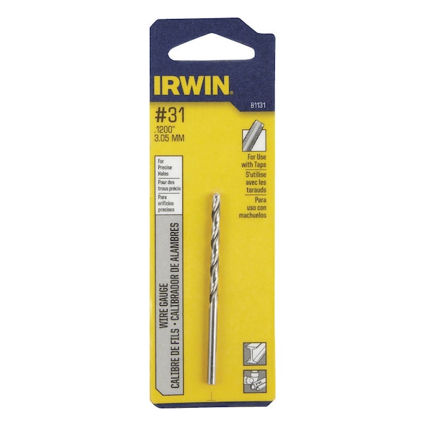 Irwin Irwin #31 X 2-3/4 in. L High Speed Steel Wire Gauge Bit Straight Shank 1 pc - 81131