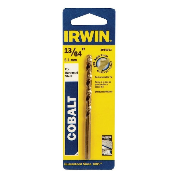 Irwin Irwin 13/64 in. X 3-5/8 in. L Cobalt Alloy Steel Drill Bit Straight Shank 1 pc - 3016013