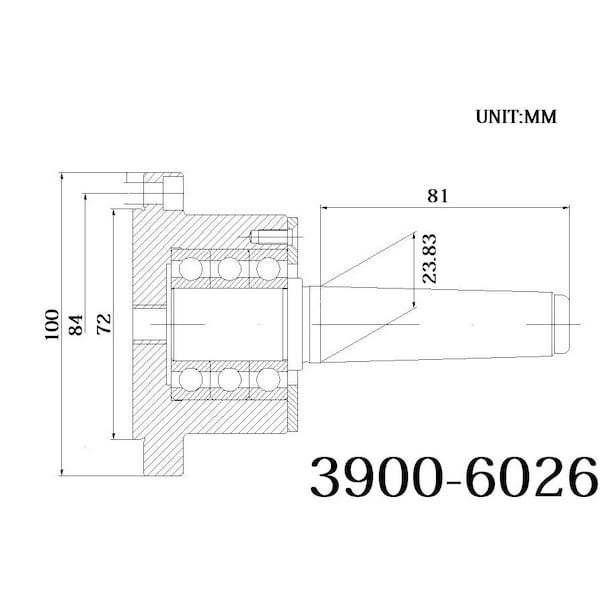 H & H Industrial Products MT3 X 100mm Taper Shank Chuck Revolving Bed For 3" Chucks - 3900-6026