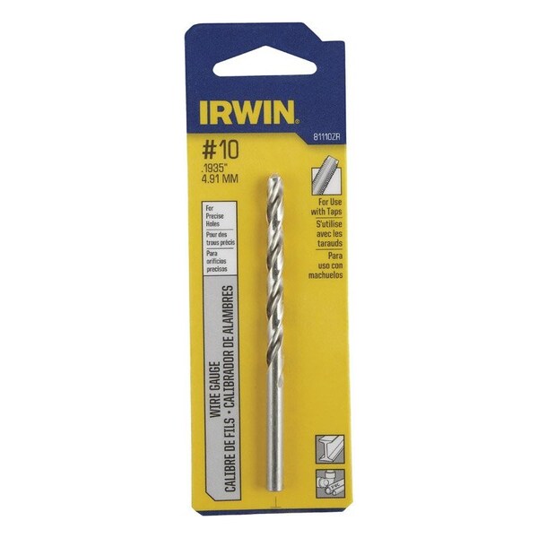 Irwin Irwin #10 X 3-5/8 in. L High Speed Steel Jobber Length Wire Gauge Bit Straight Shank 1 pk - 81110ZR