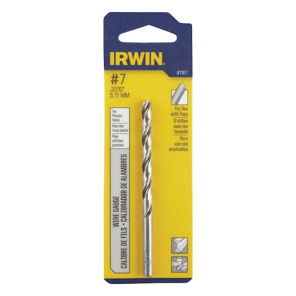 Irwin Irwin #7 X 3-5/8 in. L High Speed Steel Jobber Length Wire Gauge Bit Straight Shank 1 pk - 81107
