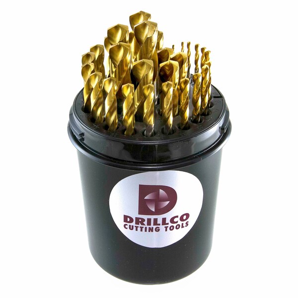 Drillco 29PC TiN Tipped Drill Set 1/16-1/2 BY 64ths Drill Pal - 450TW29