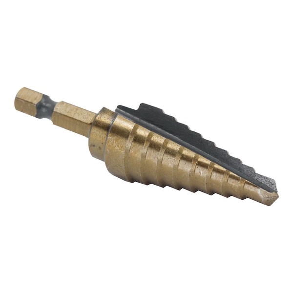 Drill America #3 HSS Black & Gold Quick Change Hex Shank Step Drill Bit (1/4" - 3/4" by 1/16") - STE3HEX