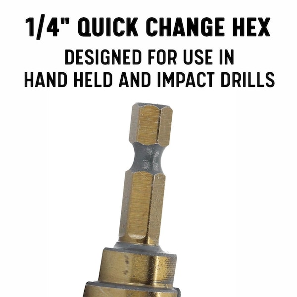 Drill America #3 HSS Black & Gold Quick Change Hex Shank Step Drill Bit (1/4" - 3/4" by 1/16") - STE3HEX