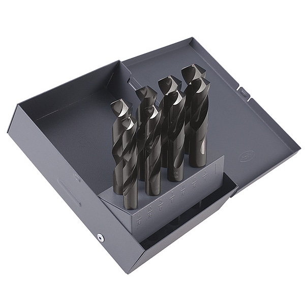 Cle-Line 8PC 1/2 Silver and Deming Reduced Shank Drill Set Cle-Line 1892 Steam Oxide HSS RHS/RHC 9/16-1IN - C22761