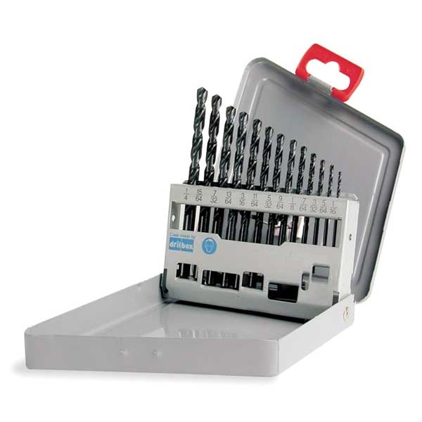 Cle-Line 13PC 135 Degree Heavy-Duty Jobber Length Drill Set Cle-Line 1801 Steam Oxide HSS RHS/RHC 1/16-1/4x1/64 - C21157