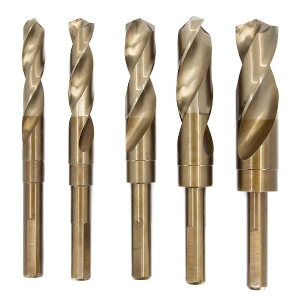Drill America 9/16"-1" 5Pc. Cobalt Reduced Shank Drill Bit Set, Shank Size: 1/2" - POUD/ACO