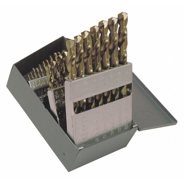 Cleveland 29PC NAS907 Type J Heavy-Duty Cobalt Jobber Lgth Drill Set Cleveland 2213 Straw HSS-CO 1/16-1/2x1/64 - C70365
