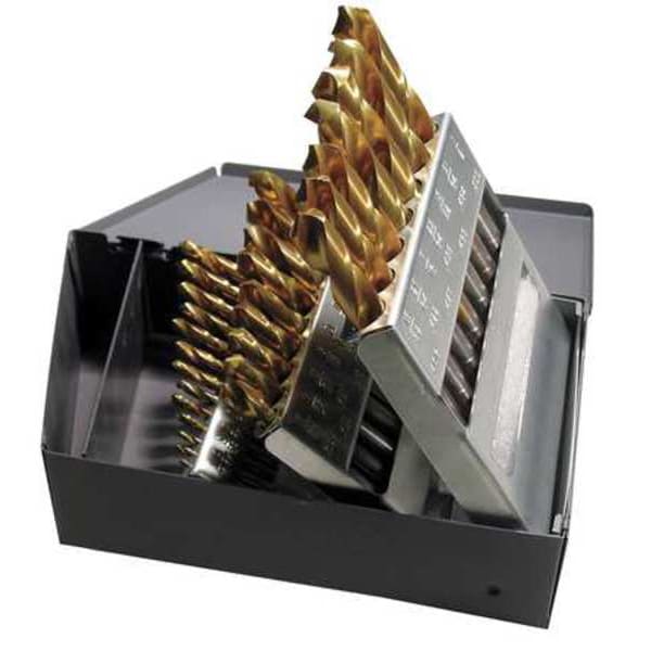 Chicago-Latrobe 29PC 135 Degree Heavy-Duty Cobalt Jobber Length Drill Set Chicago-Latrobe 550-TN TiN HSS-CO 1/16-1/2x1/64 - 69870