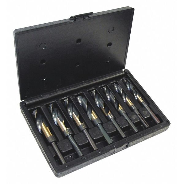 Cle-Line 8PC 1/2 Reduced Shank Silver & Deming Drill Set Cle-Line 1877 Black & Gold HSS 9/16-1IN - C21164