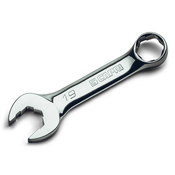 Llave combinada Capri Tools 19 mm WaveDrive Pro Stubby para pernos regulares y redondeados - CP11750-M19SB