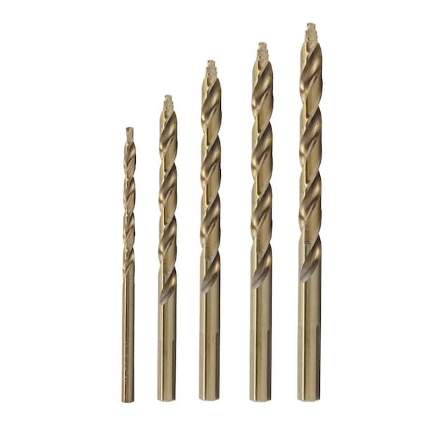 Drill America 5 Piece Cobalt Stepped Point Drill Bit Set 1/8'', 3/16'', 1/4'', 5/16, 3/8'' in Plastic Pouch Kit - POUGSC5-A