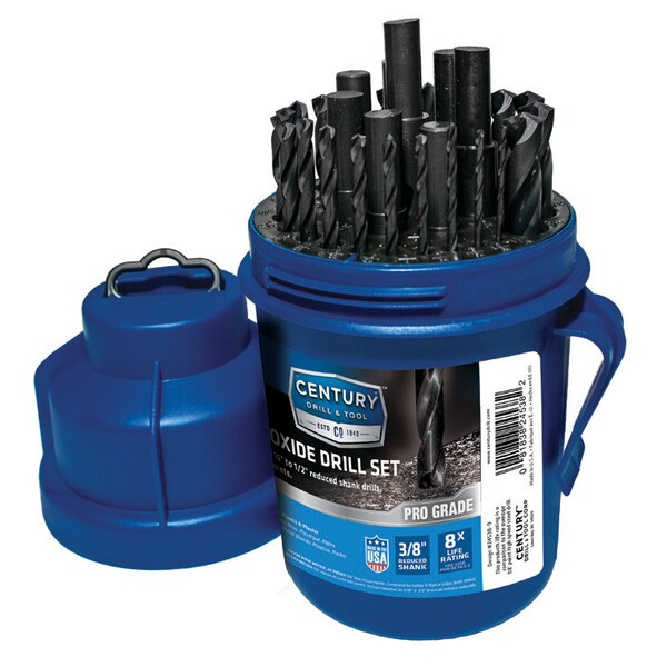 Century Drill & Tool Black Oxide Drill Bit 29Pc Pod Set Pro Grade 3/8Rs 1/16 To 1/2 By64Ths - 24538