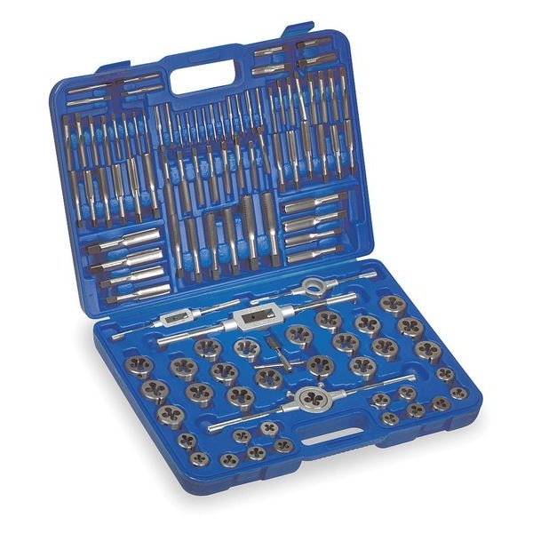 Westward Tap/Die Set, 110 Pc, High Carbon Steel - 1PZ54