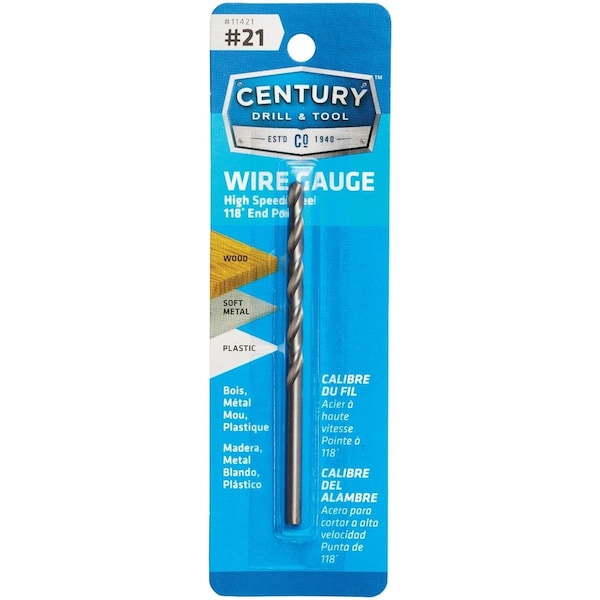 Century Drill Tool Century Drill & Tool Number 21 HSS Brite Drill Bit - 11421