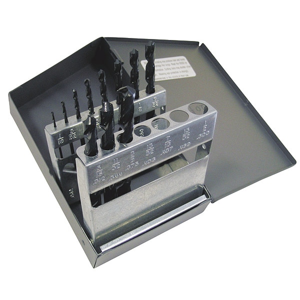 Cle-Line 11PC 1/16-3/8x1/32 HSS 118 Degree General Purpose Jobber Lngth Drill Set Cle-Line 1899 Steam Oxide RHS/RHC - C21101