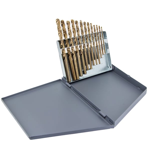 Drill America 13 Piece Cobalt Jobber Length Drill Bit Set, 1/16" - 1/4", D/ACO Series - D/A13J-CO-SET