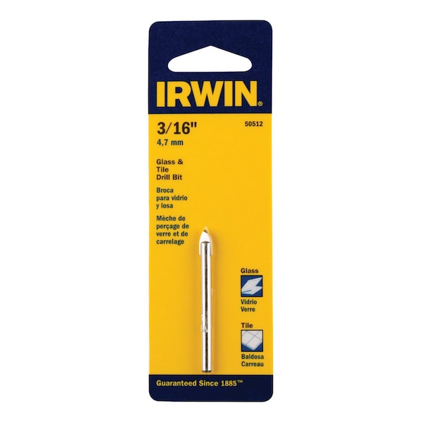 Irwin Irwin 3/16 in. X 2.25 in. L Carbide Tipped Glass/Tile Drill Bit Straight Shank 1 pk - 50512