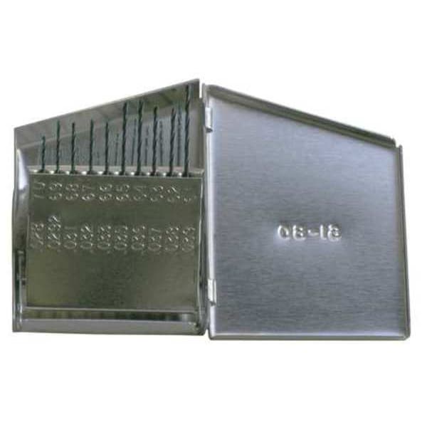 Chicago-Latrobe 20PC 135 Degree Heavy-Duty Jobber Length Drill Set Chicago-Latrobe 150ASP Steam Oxide HSS #61-#80 - 45656