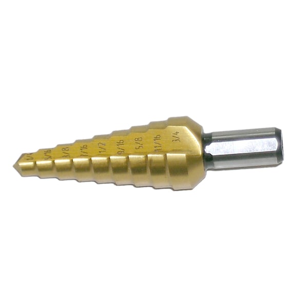 Cle-Line 1/8-1/2 x 1/32 HSS 118 Degree Split Point Step Drill Cle-Line 1874 TiN RHC - C20296