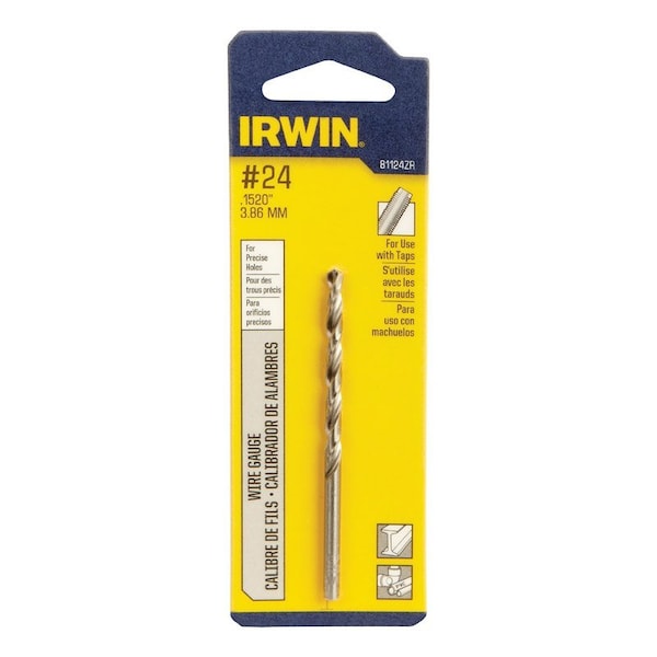 Irwin Irwin #24 X 3-1/8 in. L High Speed Steel Wire Gauge Bit Straight Shank 1 pc - 81124ZR