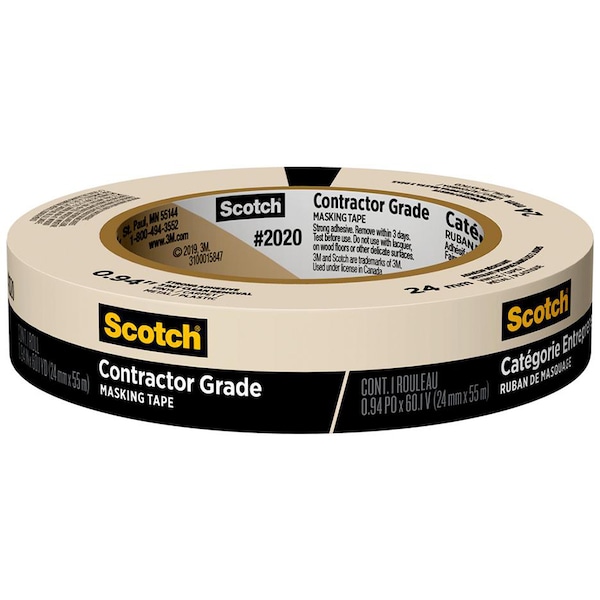 Cinta de enmascarar de grado contratista Scotch .94" x 60 yardas color beige - 2020-24AP