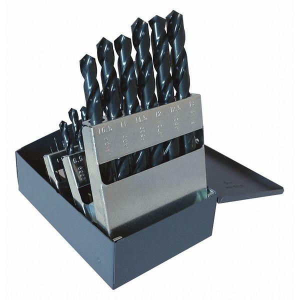 Cleveland 25PC CLE-MAX Jobber Length Drill Set Cleveland 2001G Steam Oxide HSS RHS/RHC 1mm-13mm - C71000