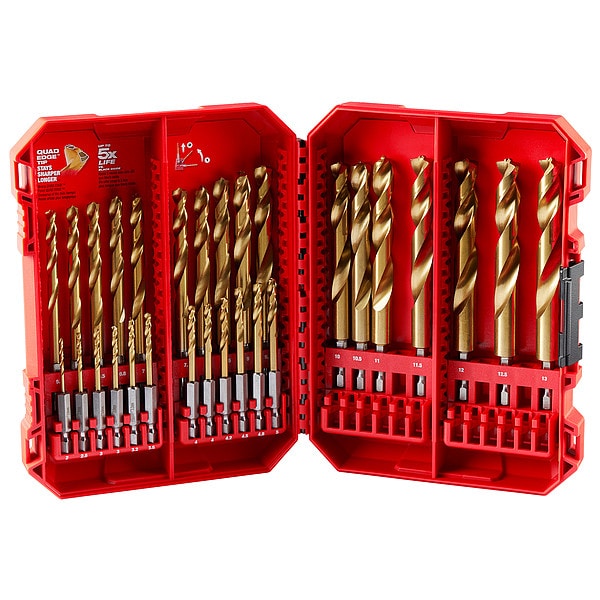 Milwaukee Tool 29 pc. SHOCKWAVE Impact Duty RED HELIX Titanium Metric Drill Bit Set - 48-89-4862