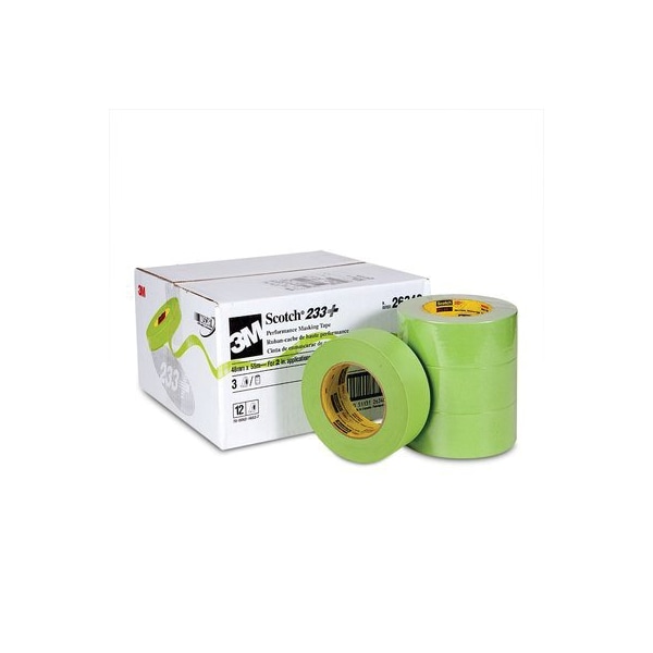 Cinta de enmascarar de alto rendimiento 3M Scotch 233 26340, 48 mm x 55 m, 12 rollos por paquete, paquete de 12, 12 paquetes - 7000048805