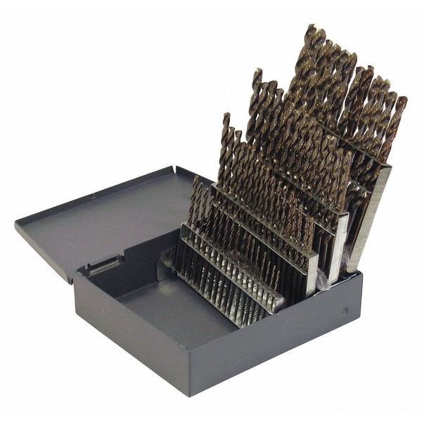 Cleveland 60PC NAS907 Type J Heavy-Duty Cobalt Jobber Length Drill Set Cleveland 2213 Straw HSS-CO 8% #1-#60 - C70366
