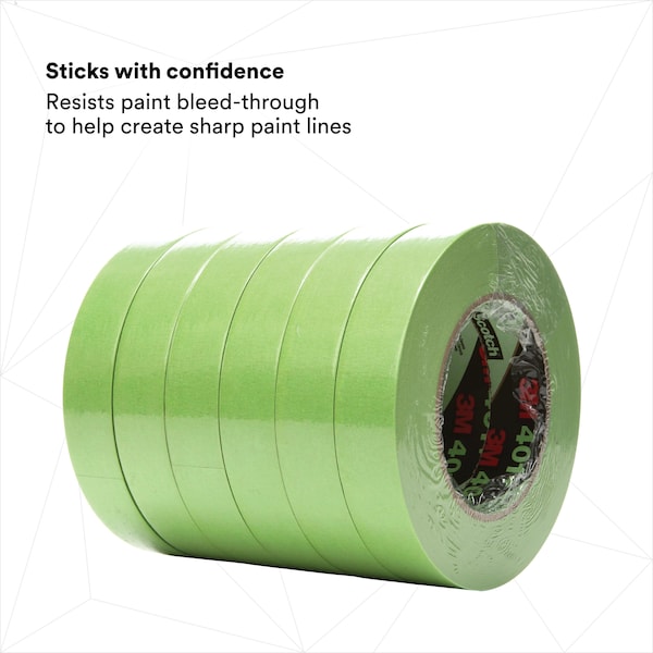Cinta de enmascarar 3M™ 401+/233+, 6.7 mil, 1" x 60 yardas, verde, 24 por caja - T935401