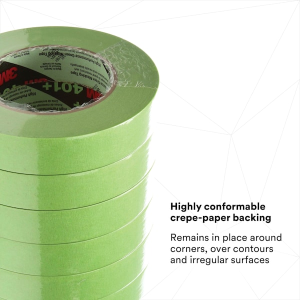 Cinta de enmascarar 3M™ 401+/233+, 6.7 mil, 1" x 60 yardas, verde, 24 por caja - T935401