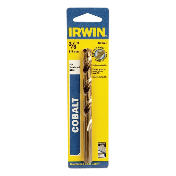 Irwin Irwin 3/8 in. X 5 in. L Cobalt Alloy Steel Drill Bit Straight Shank 1 pc - 3016024
