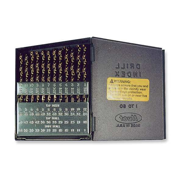 Chicago-Latrobe 60PC 135 Degree Heavy-Duty Cobalt Jobber Drill Set Chicago-Latrobe 550 Straw HSS-CO 8%-M42 #1-#60 - 57853
