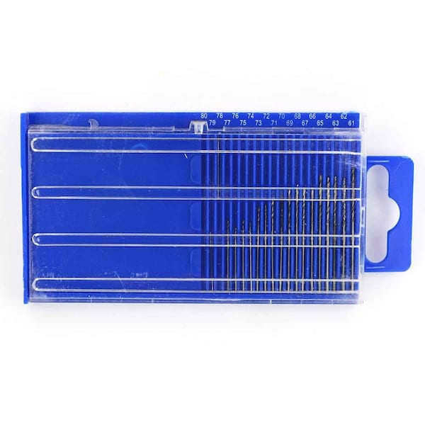 Big Horn 20 piece Tiny Small Drill Bits #61-80, Numbered Sizes High Speed Steel (HSS) Wire Gauge - 19200