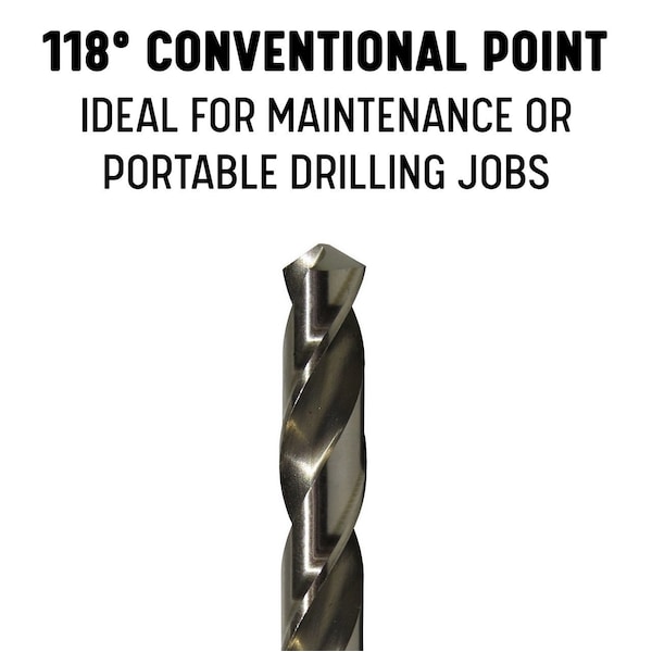 Drill America 1/4" HSS Polished Jobber Length Drill Bit, DWDP Series - DWDP1/4