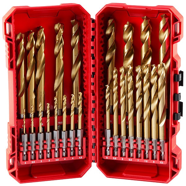 Milwaukee Tool 25 pc. SHOCKWAVE Impact Duty RED HELIX Titanium Metric Drill Bit Set - 48-89-4861