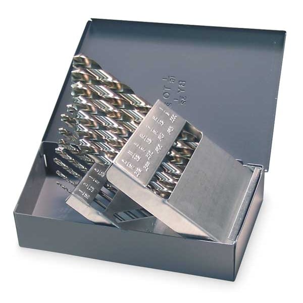Chicago-Latrobe Left-Handed Helix Jobber Length Drill Set Chicago-Latrobe 150L Bright HSS LHS/LHC, 15-Piece - 69881