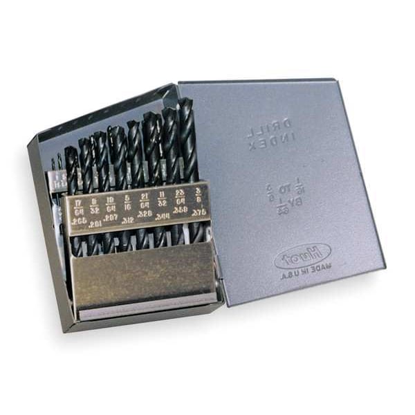 Cle-Line 21PC 135 Degree Heavy-Duty Jobber Length Drill Set Cle-Line 1801 Steam Oxide HSS RHS/RHC 1/16-3/8x1/64 - C21115