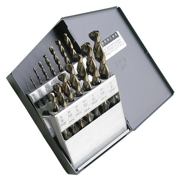 Westward Jobber Drill Set, Parabolic, 15 PC, HSS - 5UDN7