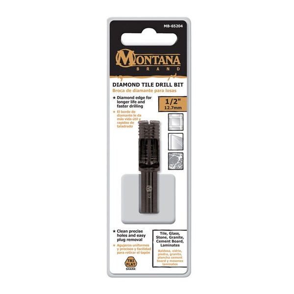 Diamond Tile Montana Brand 1/2 in. Alloy Steel Drill Bit 3-Flat Shank 1 pc - MB-65204