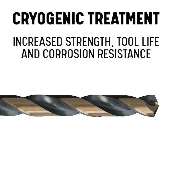 Drill America 3/32" Cryogenic HSS Black & Gold Jobber Length Drill Bit - CRYKFDPRO3/32