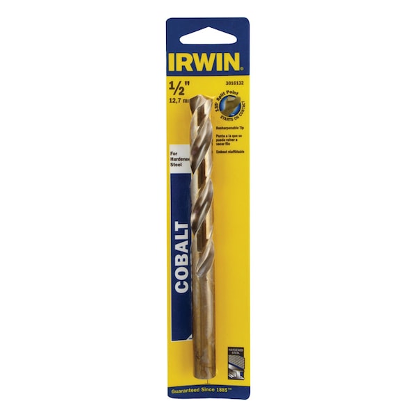 Irwin Irwin 1/2 in. X 6 in. L Cobalt Steel Drill Bit Straight Shank 1 pc - 3016132