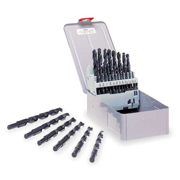 Cle-Line 29PC 3/8 Reduced Shank General Purpose Jobber Dril Set Cle-Line 1900 Steam Oxide HSS 1/16-1/2x1/64 - C21159