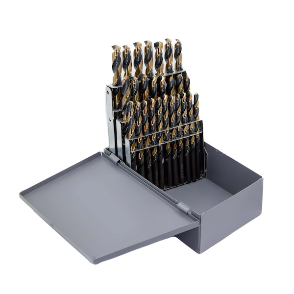 Drill America 15 Piece HSS Black & Gold KFD Split Point Mechanics Length Drill Bit Set, 1/16" - 1/2" - KFD15ML-SET