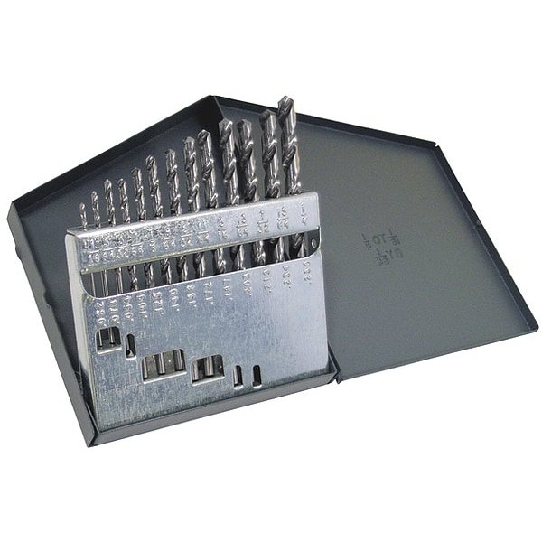 Cle-Line 13PC 118 Degree General Purpose Jobber Length Drill Set Cle-Line 1898 Bright HSS RHS/RHC 1/16-1/4x1/64 - C21104