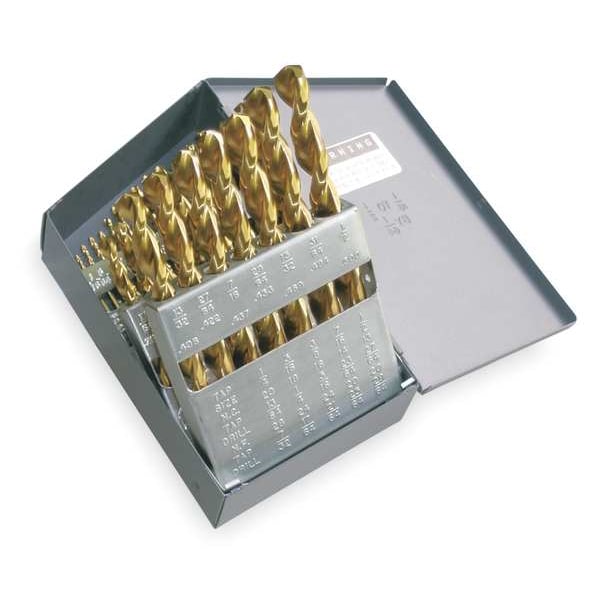 Cle-Line 29PC 135 Degree Heavy-Duty Parabolic Jobber Length Drill Set Cle-Line 1872-TN TiN HSS RHS/RHC 1/16-1/2 - C18703