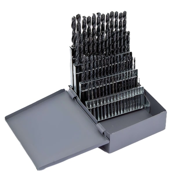 Drill America 60 Piece HSS Black Oxide Jobber Length Drill Bit Set, D/AN, #1 - #60 - D/A60J-SET
